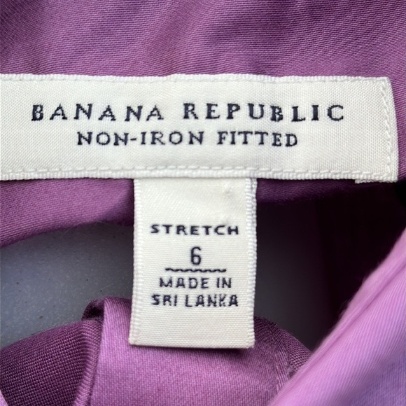 Banana Republic Elegant Purple Women's Button Down Shirt Size 6 Stretch - Picture 10 of 12